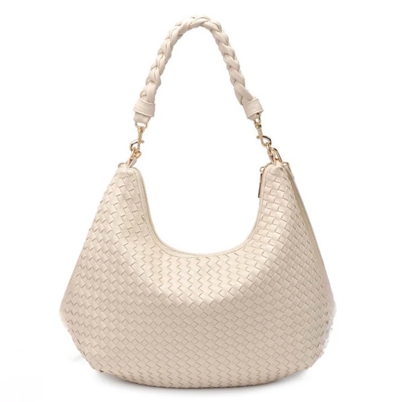 Urban Expressions Sabrina Woven Hobo Handbag Vegan Leather Bone Bag - Picture 1 of 9